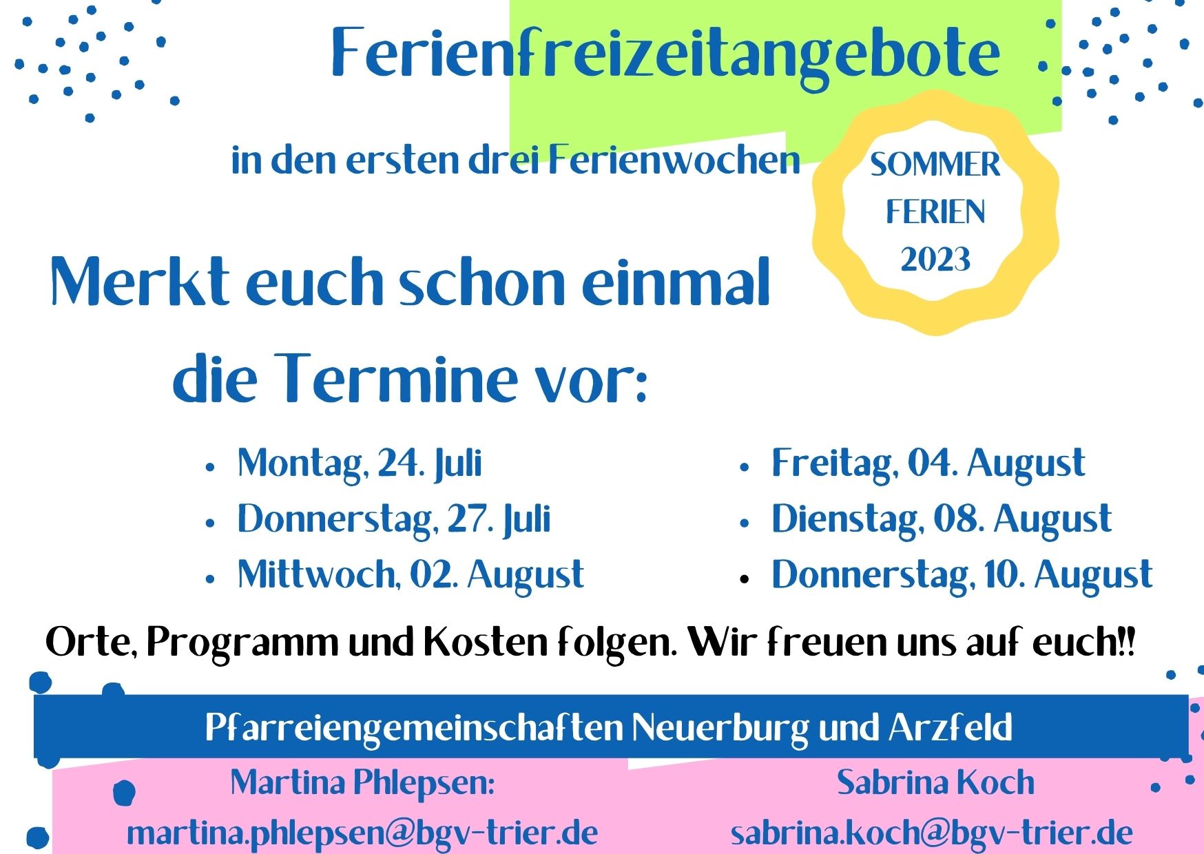 Ferienfreizeittermine 2023